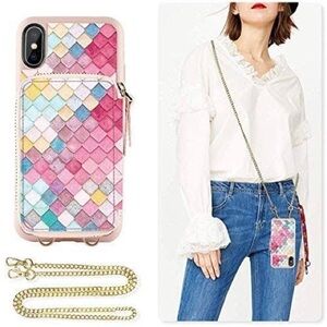 IPHONE Xs Wallet/credit card holder with wristlet and shoulder straps.